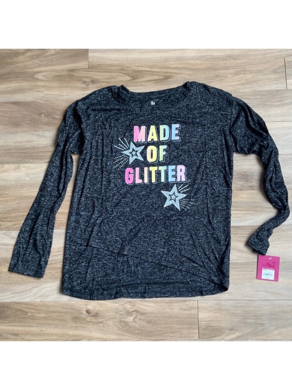SO top Made of glitter cozy graphic long sleeve shirt casual XXL girls